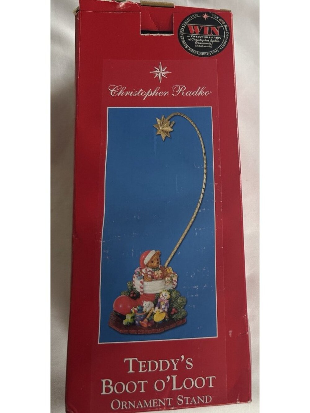 Christopher Radko Ornament Stand-Teddy’s Boot O’Loot Christmas 14.5” Tall In Box